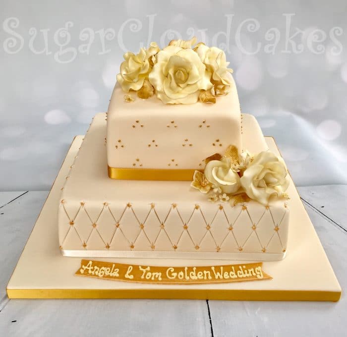 Golden wedding roses dairy and gluten free cake