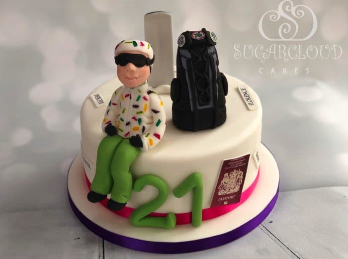 21st Snowboarding traveller cake, Knutsford
