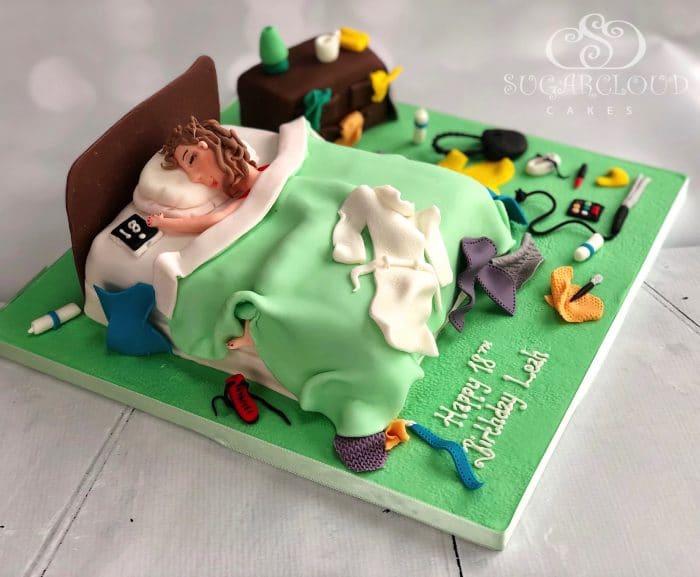 Messy Bedroom Themed 18th Birthday Cake