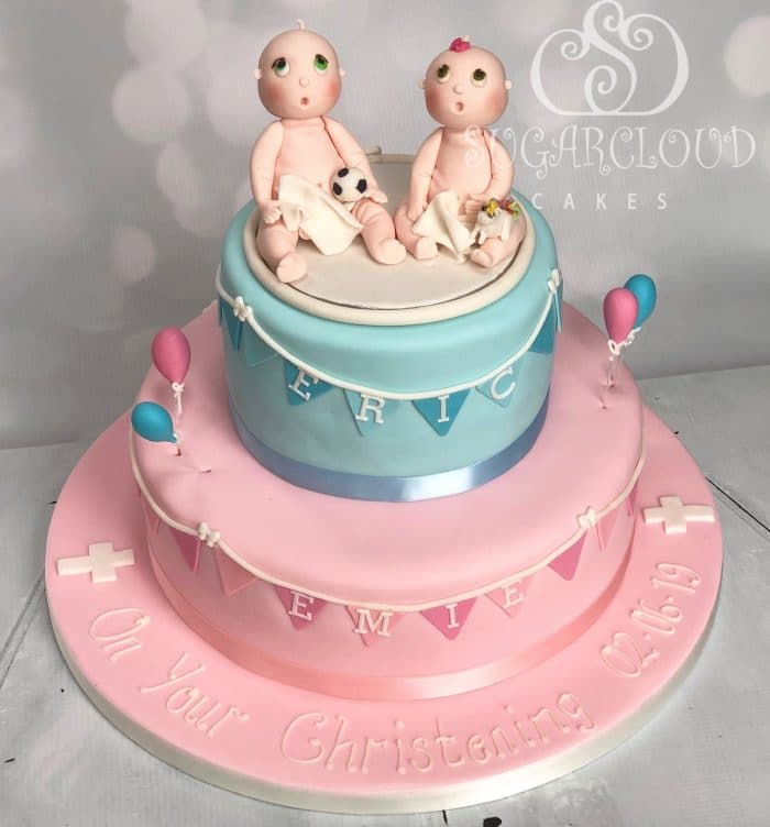 Twins Christening Cake
