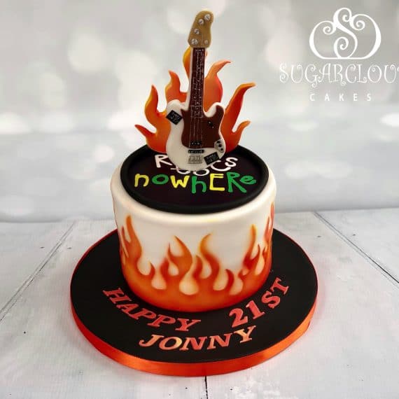 A guitar themed 21st birthday cake