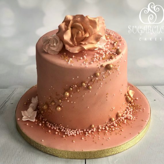 A Rose Gold 50th Birthday Cake
