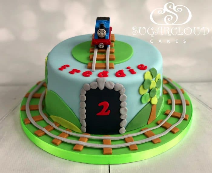 A Thomas The Tank Engine Themed 2nd Birthday Cake