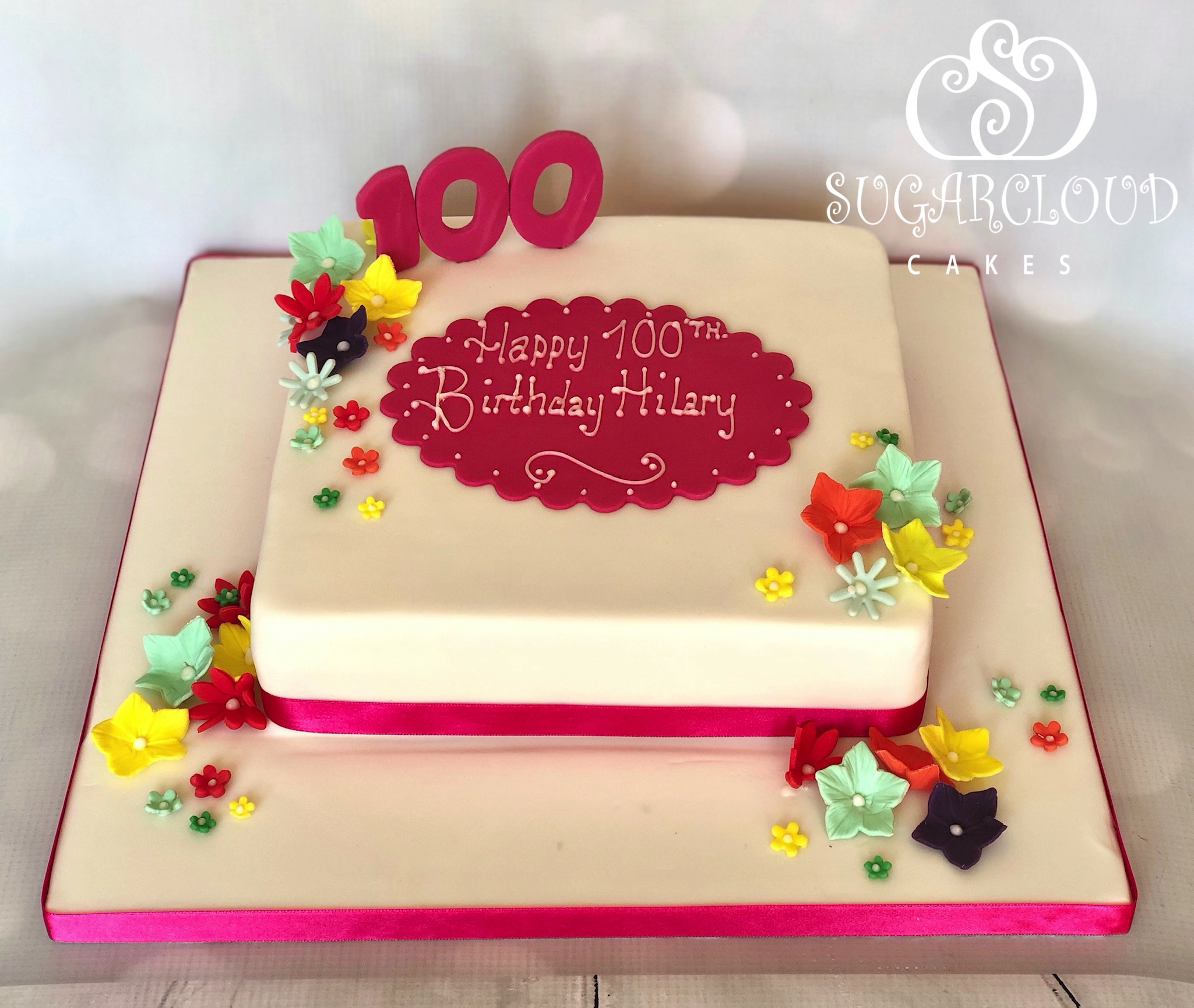 A Bright and Colourful 100th Birthday Cake for Hilary