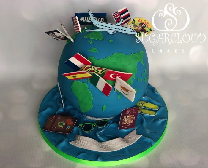 A 16th Birthday Red Velvet Globe Cake