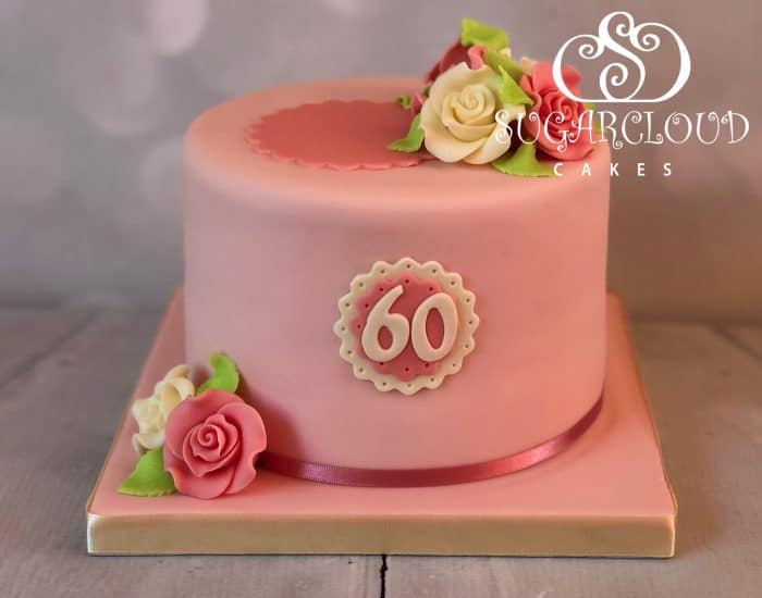 A Classic Pink 60th Birthday Cake