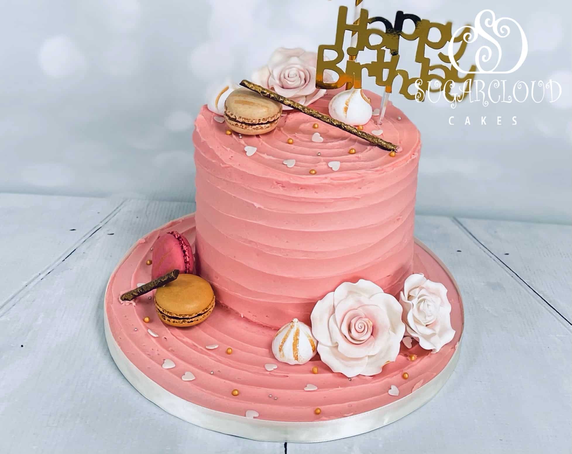 A Pink and Macaron Themed Birthday Cake, Whitchurch