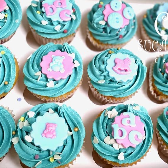 Pink and Blue Gender Reveal Cupcakes, Crewe