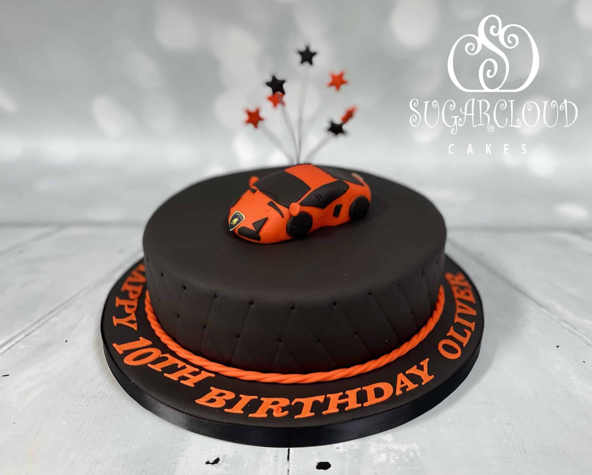 Oliver's Orange Lamborghini Themed 10th Birthday Cake, Haslington