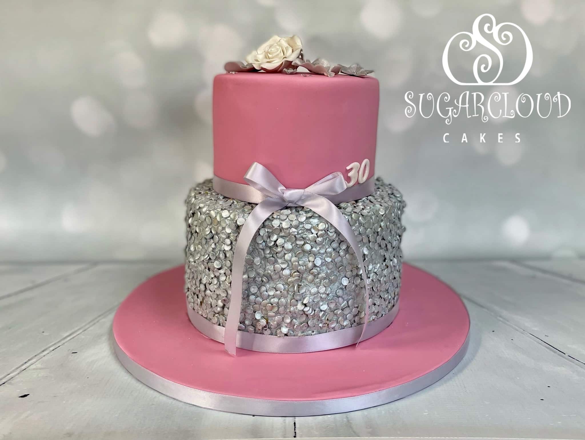 A Pink and Silver Themed 30th Birthday Cake, Nantwich
