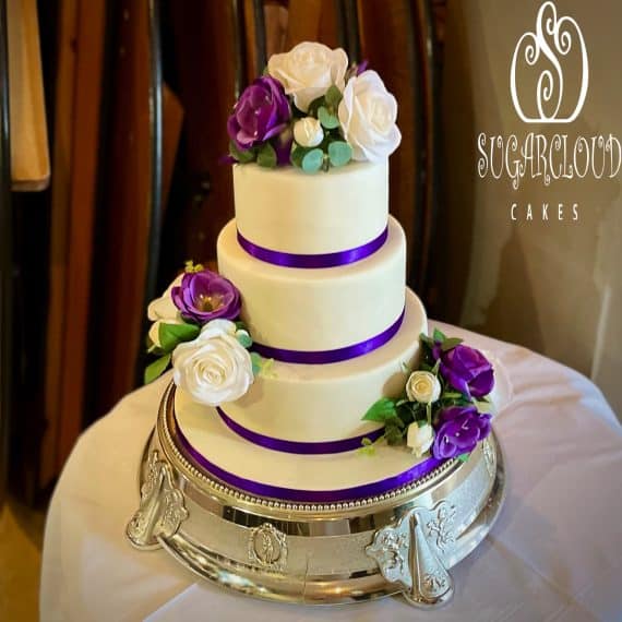 A Purple Themed Wedding Cake, The Crown Hotel, Nantwich