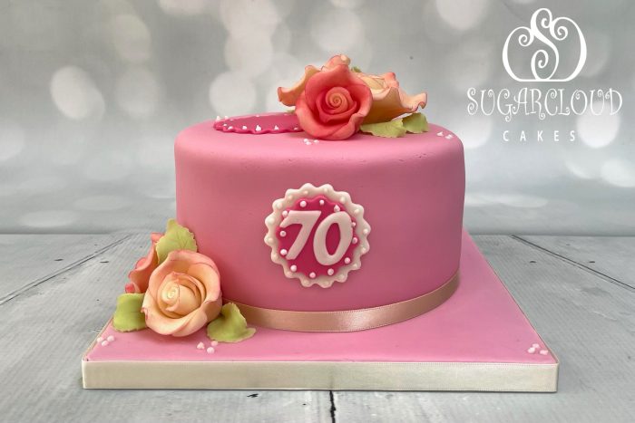 A Pink Floral Themed 70th Birthday Cake, Nantwich