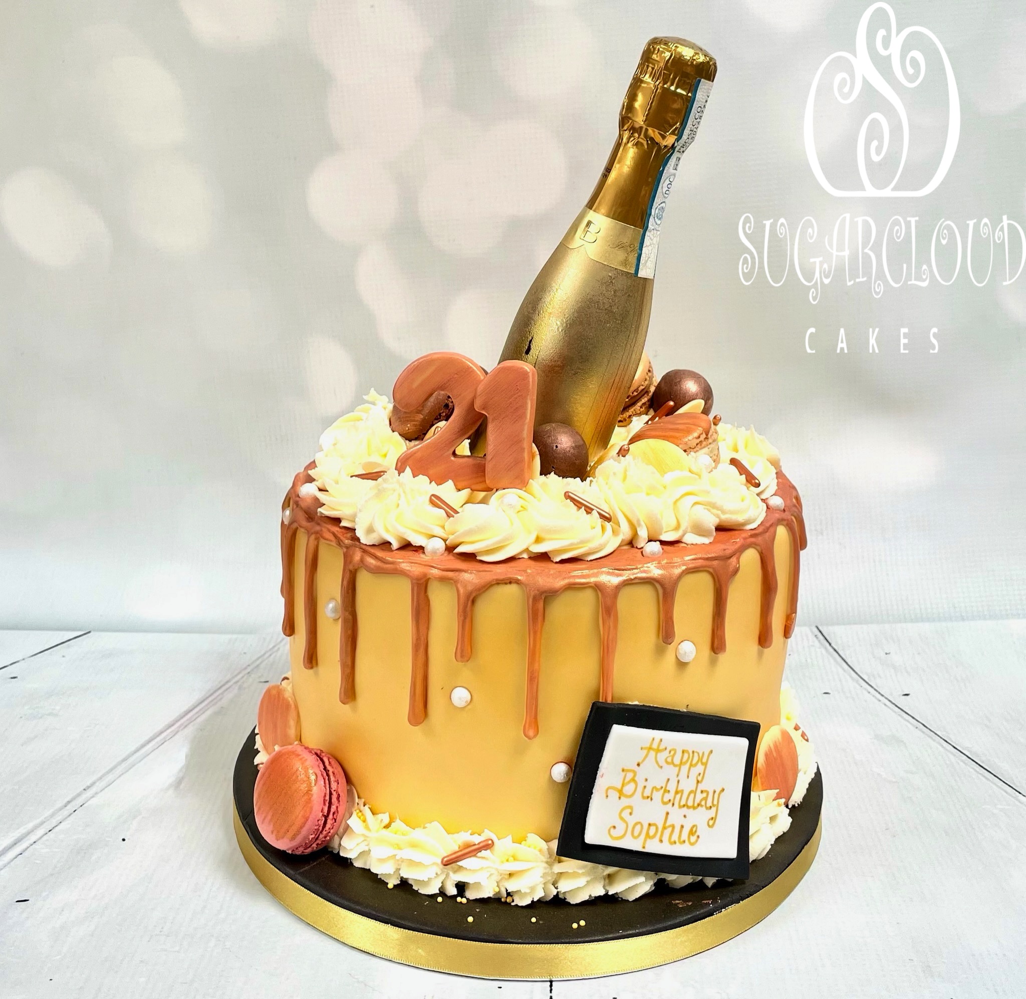 A Champagne and Rose Gold 21st Birthday Cake, Wistaston