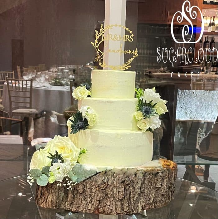 A Vanilla Buttercream Wedding Cake for S and Z, Colshaw Hall, Knutsford